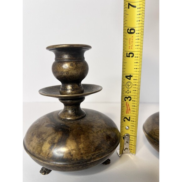 VTG Brass Chamber‎ candlestick holders, Footed candle holders colonial revival - Picture 11 of 15